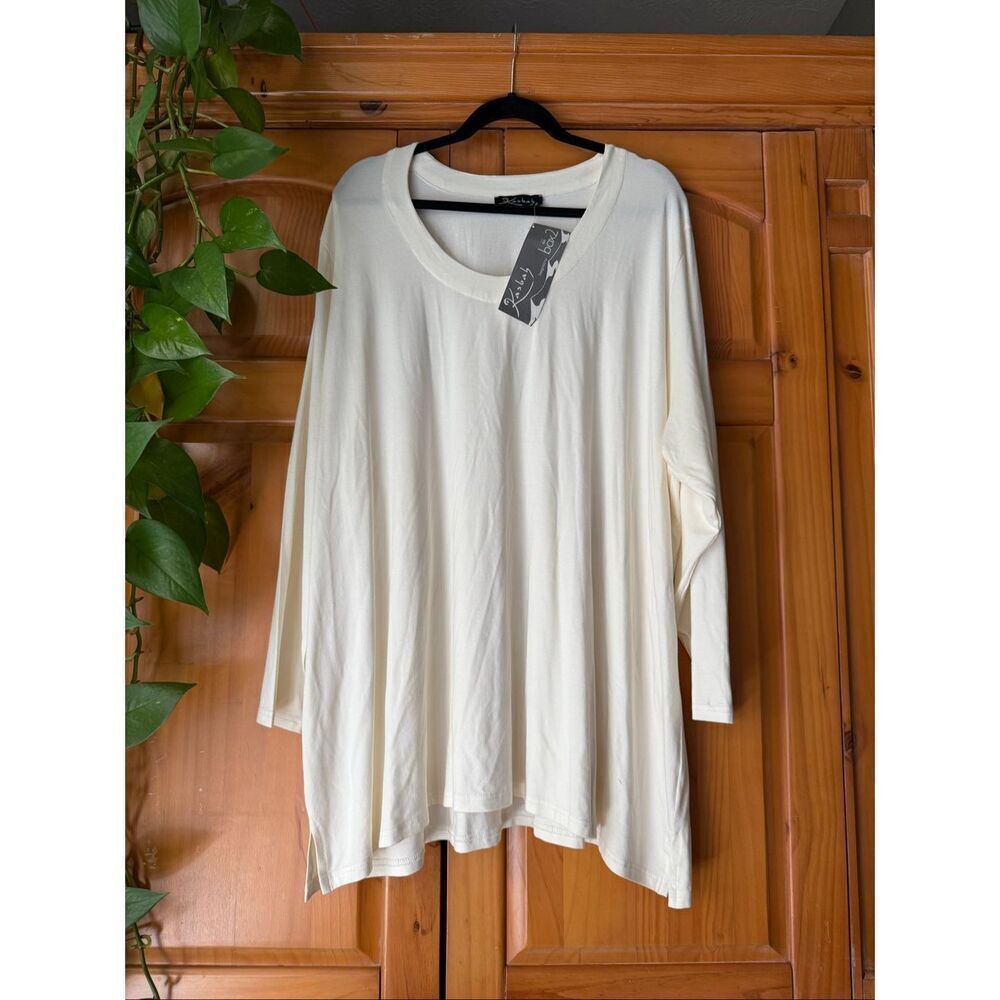 Kasbah Box2 Plus Size 28/30 Cream Jersey Tunic Top – Relaxed Fit NWT